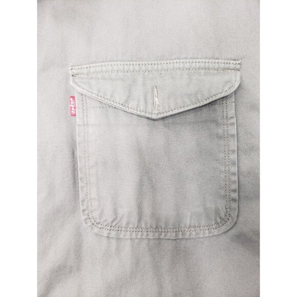 Levi's Shirt Jacket Mens XL Green Sherpa Lined Cotton Button Front Shacket - Picture 6 of 13